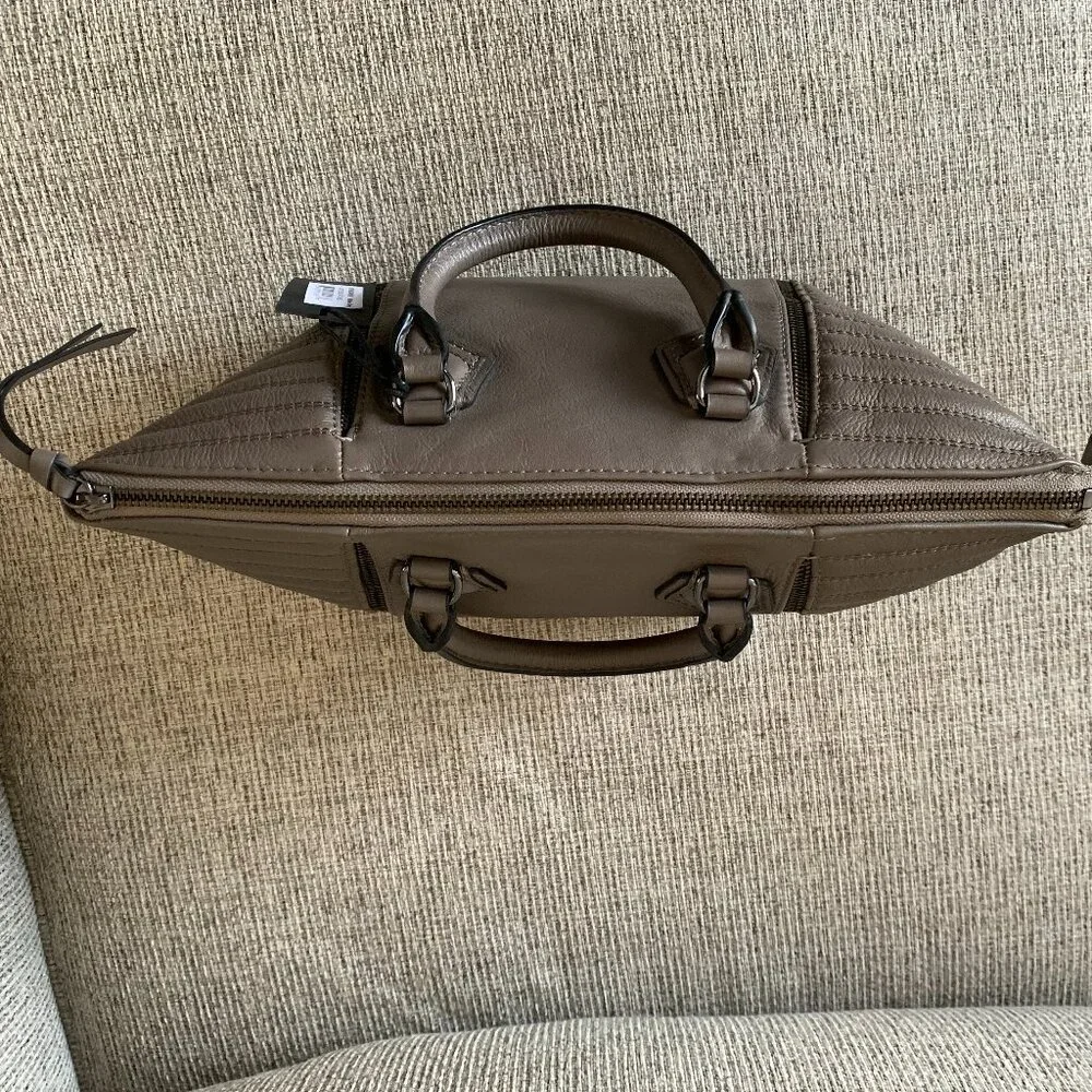 NWT Botkier Leather Top Handle Moto Satchel Winter Grey Quilted Panels MSRP $248 - Picture 10 of 15